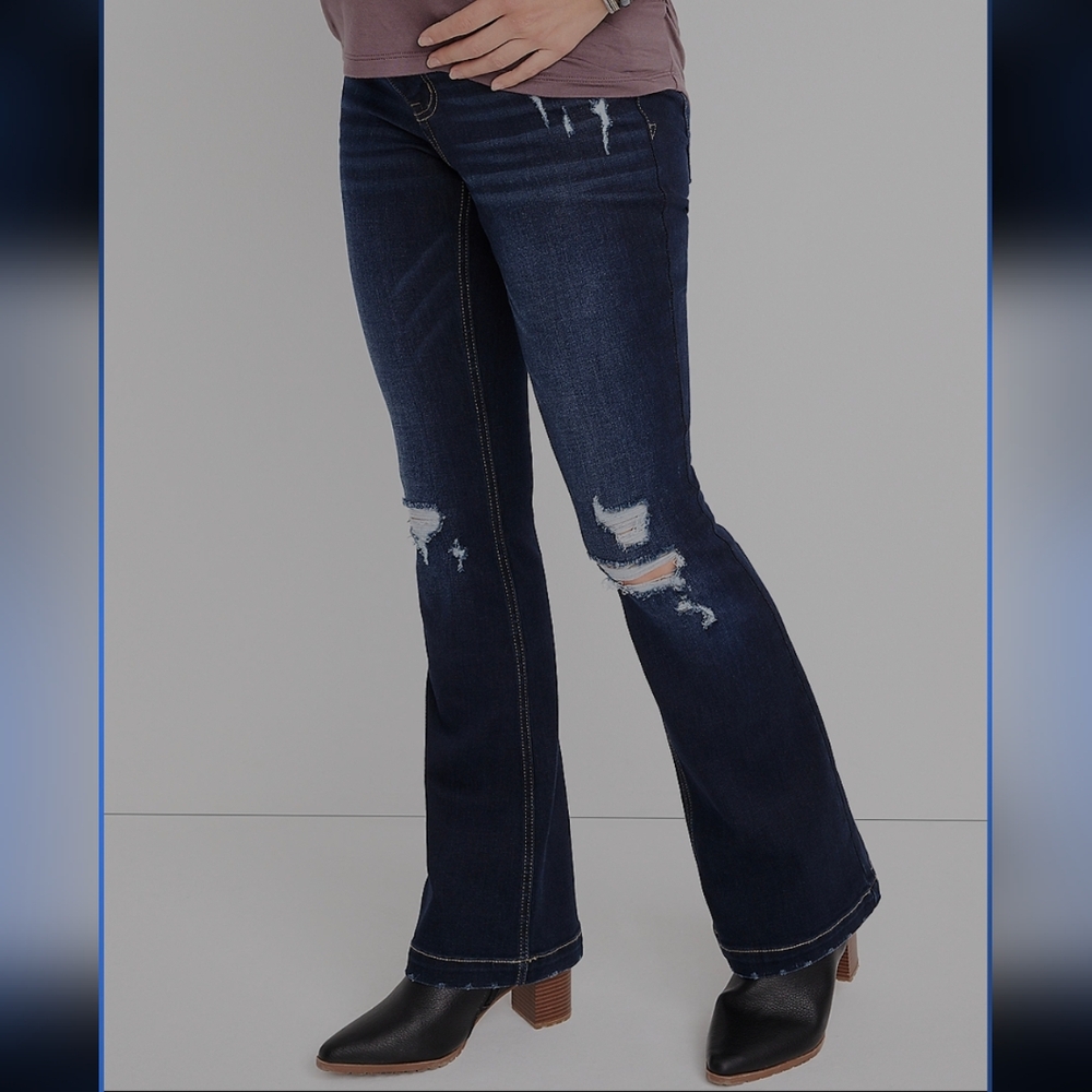 Maternity Bootcut Distressed Jeans
